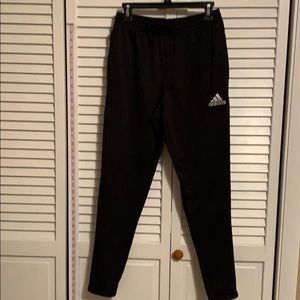 Adidas black soccer pants M zipper legs pockets